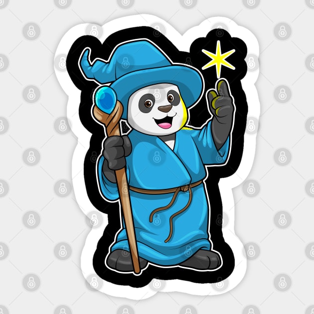 Panda as Wizard with Magic wand Sticker by Markus Schnabel